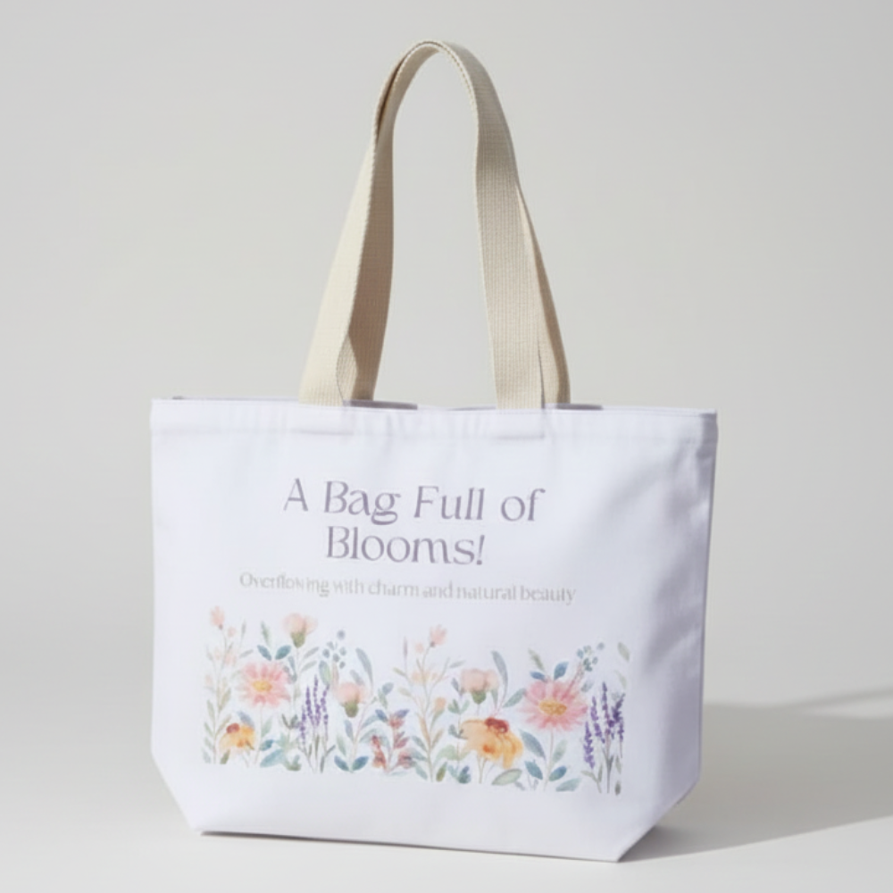 Green Angels Large Canvas Tote – Design 01 (380 GSM, White)