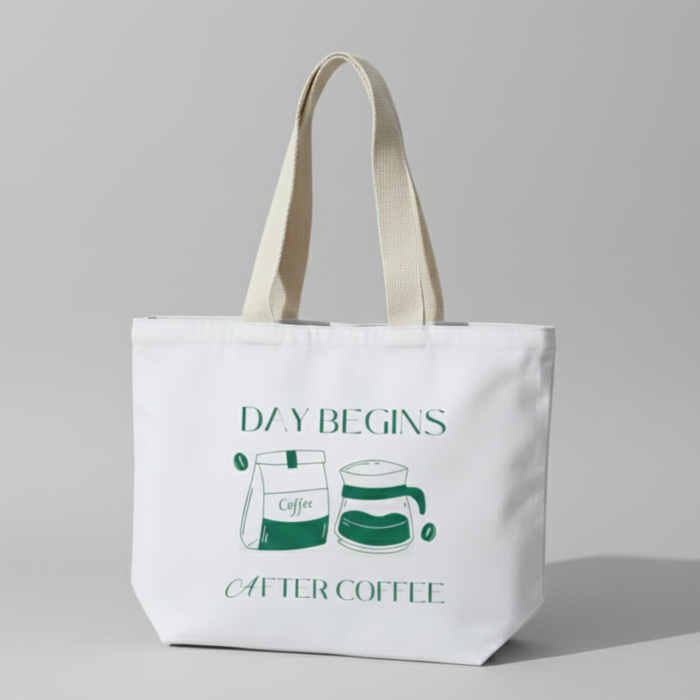 Green Angels Large Canvas Tote – Design 03 (380 GSM, White)