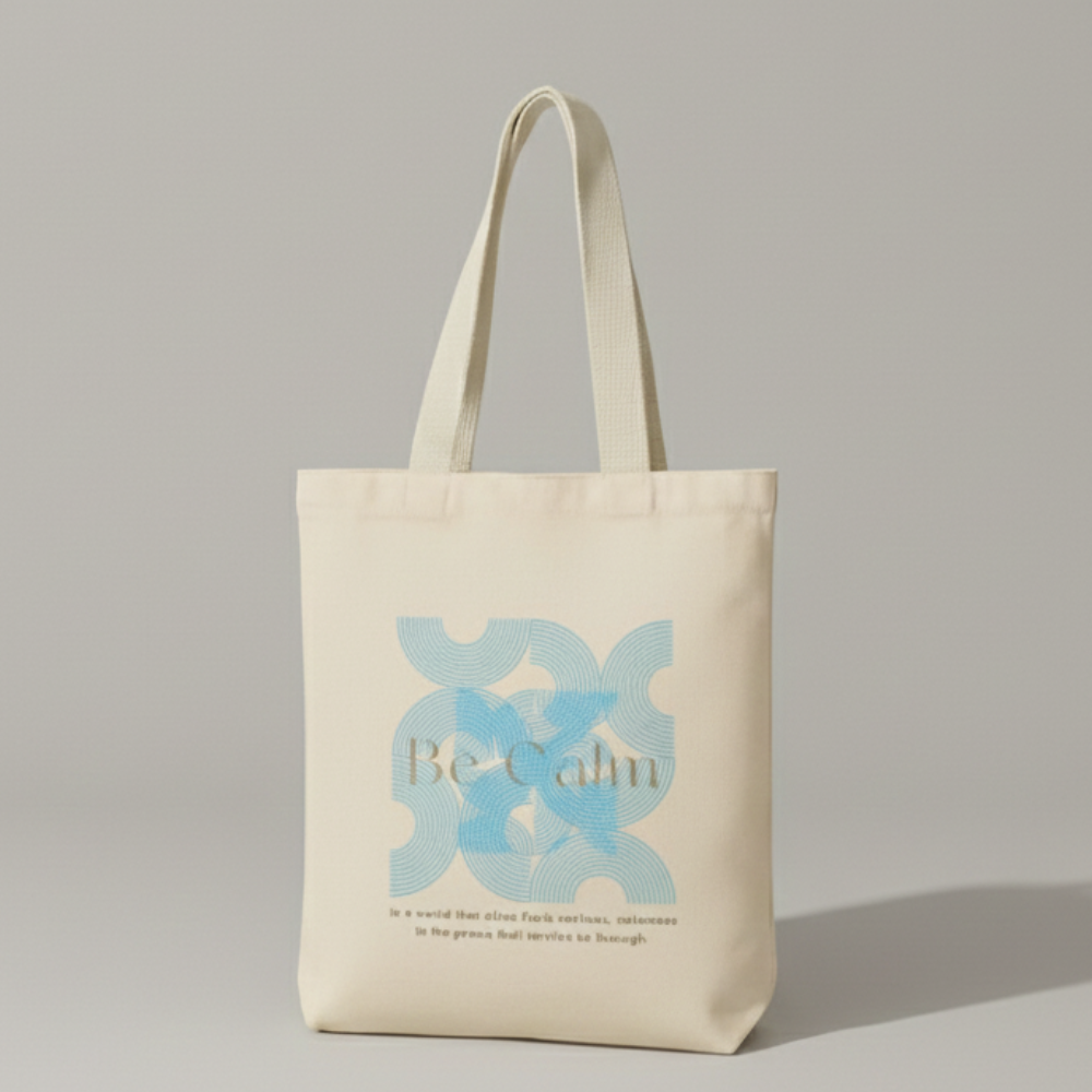 Green Angels Medium Canvas Tote – Design 03 (260 GSM, Warm White)