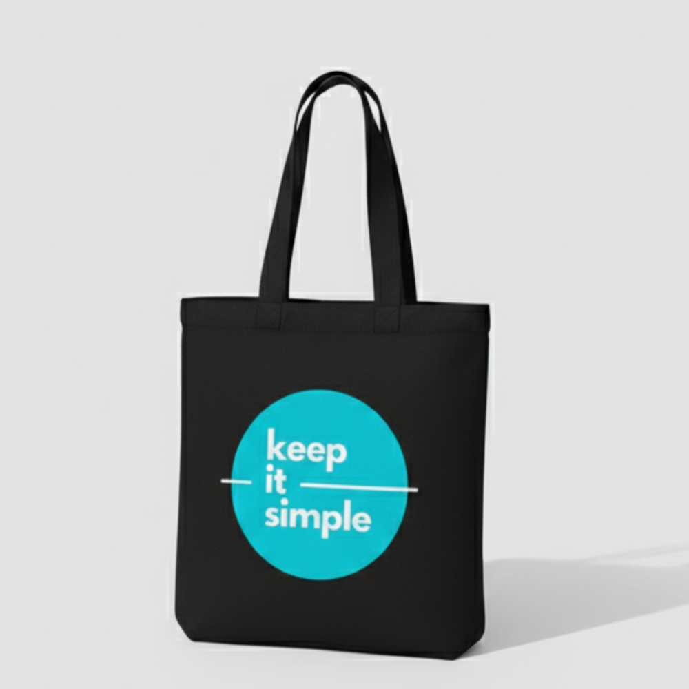 Green Angels Signature Canvas Tote – Design 01 Black (350 GSM, Medium)